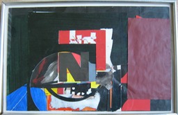 1966 Study for N-wall painting, collage 12x18 Priv Coll